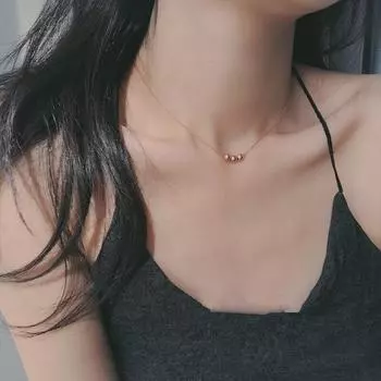 Ожерелье-цепочка для ключицы из стерлингового серебра 925 пробы с простой круглой бусиной в виде золотой фасоли, покрытой 14-каратным золотом 42cm+3cm золотой