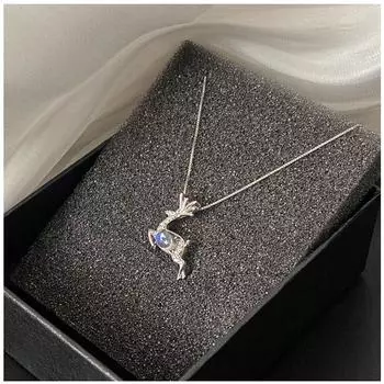 Ожерелье-цепочка из стерлингового серебра 925 пробы для женщин и девочек, подвеска с лунным камнем в виде оленя и лося, элегантные рождественские украшения Dz617