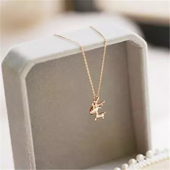 925 пробы стерлингового серебра покрытием мультфильм олень кулон ключица цепь ожерелье для женщин простые милые ювелирные изделия 42cm+3cm