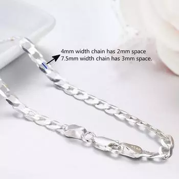 Ожерелье-цепочка из стерлингового серебра 925 пробы, 45-80 см, для женщин и мужчин, ювелирные изделия, ошейники Kolye Collier, 4 мм, ошейники Ketting, хип-хоп 45cm