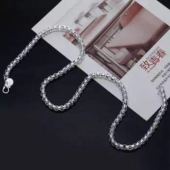 Ожерелье-цепочка из стерлингового серебра 925 пробы, 5 мм, для женщин и девочек, 18, 20, 24 дюйма, ювелирные изделия 50cm