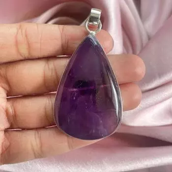 Ожерелье-цепочка из стерлингового серебра 925 пробы с натуральным аметистом и драгоценным камнем