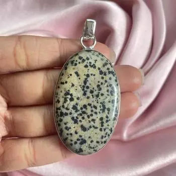 Ожерелье-цепочка из стерлингового серебра 925 пробы с далматинской яшмой и драгоценным камнем