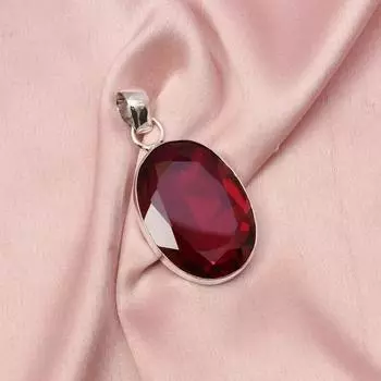 Ожерелье-цепочка из стерлингового серебра 925 пробы с натуральным красным гранатом и драгоценным камнем