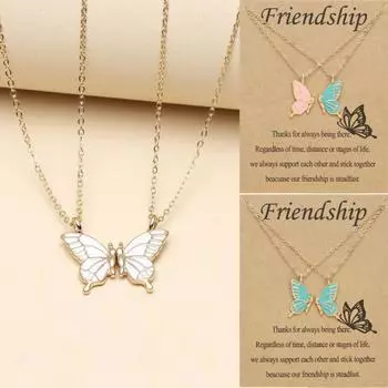 Ожерелье-цепочка на ключицу с бабочкой, женское изысканное двухслойное ожерелье-цепочка на ключицу, ювелирное изделие, открытка дружбы для друга, женский подарок Gold & White