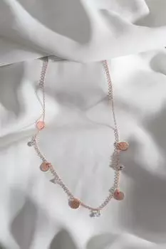 Ожерелье-цепочка розового цвета с блестками и камнями