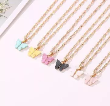 Ожерелье-цепочка с бабочкой для женщин. Элегантное сладкое ожерелье. Женская мода. белый