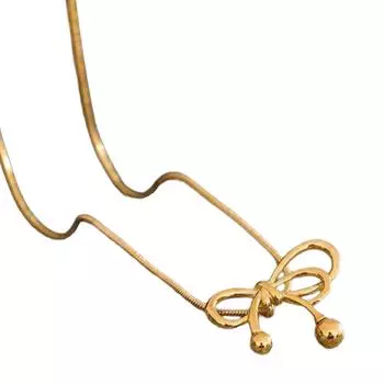 Ожерелье-цепочка с бантиком-бабочкой и мини-бантом, шейная цепочка, регулируемая цепочка на ключицу, украшение для повседневного ношения