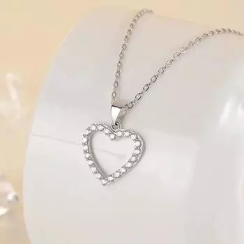 Ожерелье-цепочка с блестящим сердечком для женщин, серебряный кулон в форме сердца на шее, ожерелье-чокер, ювелирные изделия