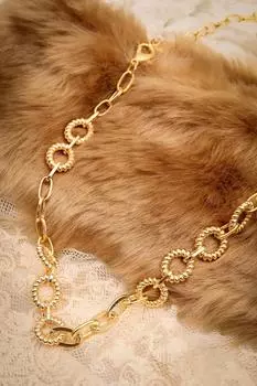 Ожерелье-цепочка с кольцом золотого цвета