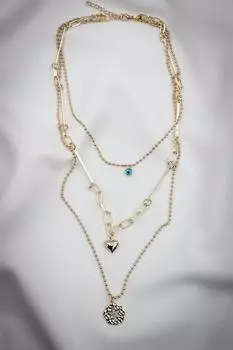 Ожерелье-цепочка с подвеской в виде звезды золотого цвета из трех частей