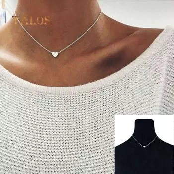 Ожерелье-цепочка с подвеской в виде сердца для женщин, ювелирные изделия, подарок, коктейльная вечеринка, женские ожерелья, брелок серебряный