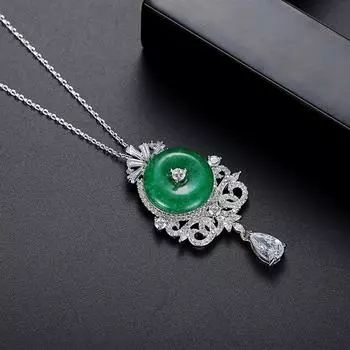 Ожерелье-цепочка с подвеской WWJ, инкрустация цирконием, украшения для вечерней вечеринки изумрудный