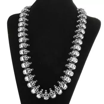 Ожерелье-цепочка в стиле панк-рок с черепом для мужчин, тяжелые мужские ожерелья из нержавеющей стали 316L, колье, готические ювелирные изделия, массивные 55CM серебряный