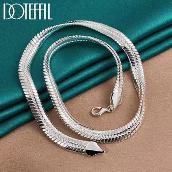 Ожерелье-цепочка в виде змеи 8 мм, серебряный подарок для вечеринки, модные украшения 45cm