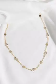 Ожерелье-цепочка золотого цвета с блестками и звездным камнем