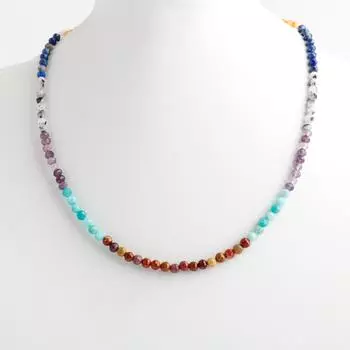 Ожерелье чакры амазонит, аметист, яшма, сердолик агат, лазурит
