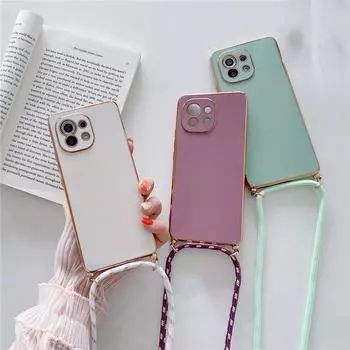 Чехол для телефона с ремешком через плечо, шнуром, ремешками, покрытием, мягкий чехол для телефона Xiaomi 13T Pro 11T Poco X5 Pro M4 X3 Redmi Note 12 Pro 11 10 9 8 Pro Xiaomi Mix 4 чёрный