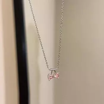 Ожерелье Cherry для женщин, легкое, роскошное, нишевого дизайна, летнее, нежно-розовое, с микро-инкрустацией из циркония, ключичная цепочка из нержавеющей стали, прочная цепочка