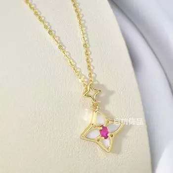 Ожерелье «Четырёхконечная звезда», Женская лёгкая роскошь, Высококлассный универсальный темперамент, Те же украшения