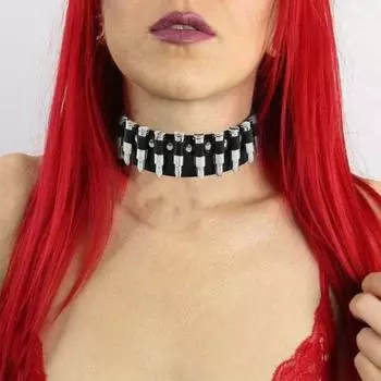 Ожерелье-чокер из искусственной кожи с заклепками и воротником в стиле панк-рок, готическое ожерелье-чокер для женщин и мужчин, эффектные ювелирные изделия чёрный