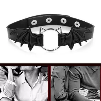 Ожерелье-чокер из искусственной кожи с крыльями летучей мыши, ожерелье-чокер в виде кошки для косплея, ожерелье-чокер для женщин в стиле панк-кот розовый/белый