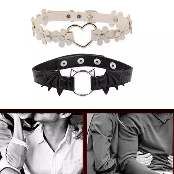 Ожерелье-чокер из искусственной кожи с полым сердечком, ожерелье-чокер для женщин, ожерелье-чокер в стиле панк, подарки синий