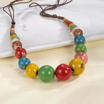 Ожерелье-чокер из керамики с бусинами, простое керамическое ожерелье в стиле Богемия, гладкое ожерелье в этническом стиле, подарок Style A