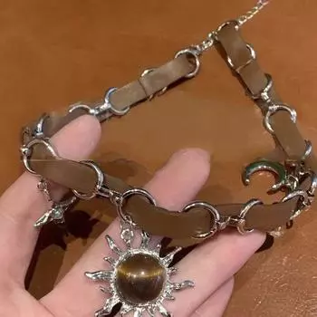 Ожерелье-чокер из кожи Maillard Brown Sunflower для горячих девушек