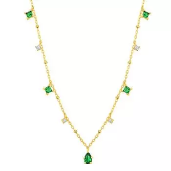 Ожерелье-чокер из стерлингового серебра 925 пробы с зеленым цирконием AAAA для женщин, шикарное элегантное роскошное ожерелье в стиле Мори, ювелирные украшения на праздник золотой