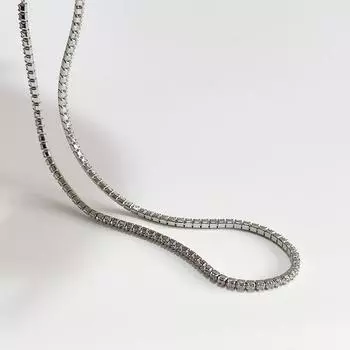 Ожерелье-чокер из стерлингового серебра S925 с теннисной цепочкой, тонкое, короткое, с цирконием, женское, простое, изящное, всего 33 см 33cm