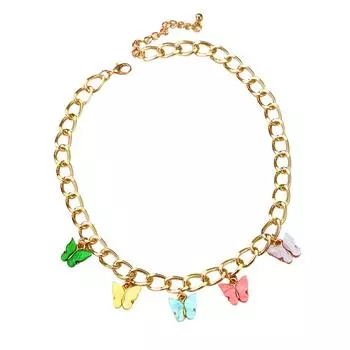 Ожерелье-чокер с подвеской-бабочкой, аксессуары для вечеринки, ожерелье, подарок лучшему другу One size золотой