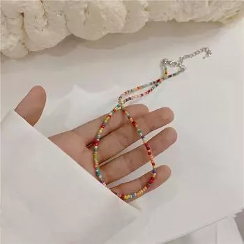 Ожерелье-чокер с разноцветными бусинами в виде ромашки, ювелирные изделия, подарки, воротник, женский кулон в виде цветка для отпуска, женская богемная цепочка с подвеской 21cm красный