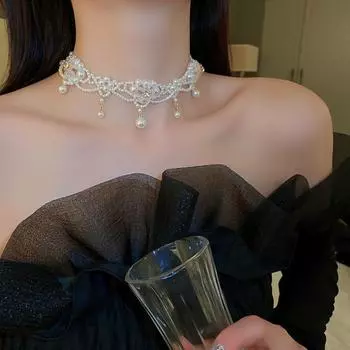 Ожерелье-чокер со снежинками, кисточки, ювелирные изделия для невесты, темперамент, хрустальная цепочка на ключицу, свадьба белый