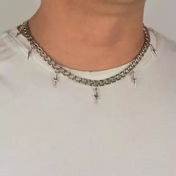 Ожерелье-чокер Стильное гальваническое ожерелье унисекс Ожерелье-цепочка серебряного цвета Ожерелье-цепочка Повседневная одежда серебряный
