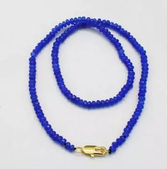 Ожерелье-чокеры темно-синего цвета с граненой яшмой 4*2 мм, бусины 16 дюймов оптом