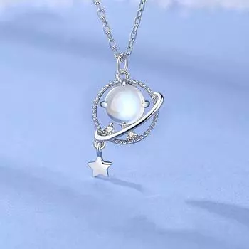 Ожерелье Cosmic Planet, женское, легкое, роскошное, Niche Dream, цепочка на ключицу из синего глазурованного камня, нержавеющая сталь, сияющее белое циркониевое ожерелье