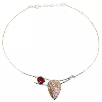 Ожерелье Crazy Lace Agate Ruby Gemstone Friend Jewelry 16