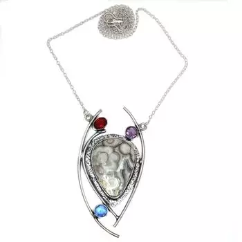 Ожерелье Crazy Lace с подвеской из агата и драгоценного камня, серебряные натуральные ювелирные изделия