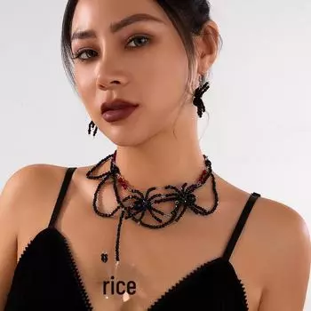Ожерелье Crystal Spider с кисточкой - Украшения на Хэллоуин в темном стиле earrings 3361 чёрный