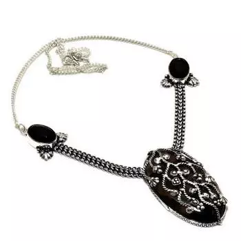 Ожерелье Curpitboulder Opal, черная шпинель, посеребренное 925 пробы, 18 дюймов 18 коричневый