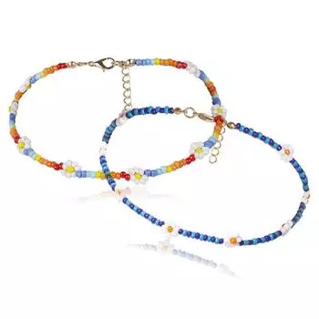 Ожерелье-цветок из бисера своими руками, ожерелье в стиле бохо, женское, ручной работы, ожерелье-цветок из рисовых бусин разноцветный