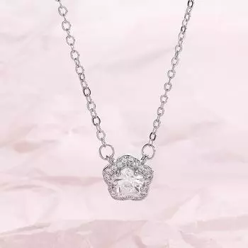 Ожерелье «Цветущая сакура» с бриллиантами, Изысканное кольцо «Цветок персика», Предложение руки и сердца, Набор на день рождения, Цепочка для ключицы, Кольцо в подарок. Copper