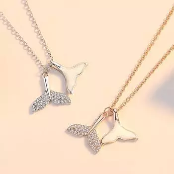 Ожерелье Дельфин Рыбий хвост Женское Простое Модное Подвеска Цепочка на ключицу Цепочка на шею в японском и корейском стиле слоновая кость
