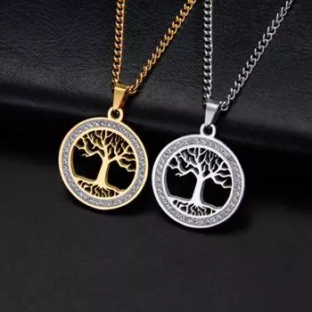 Ожерелье «Дерево жизни» из серебра/18-каратного золота/черного гальванопокрытия с подвеской в виде семейного древа, ювелирные изделия в подарок для мужчин/женщин