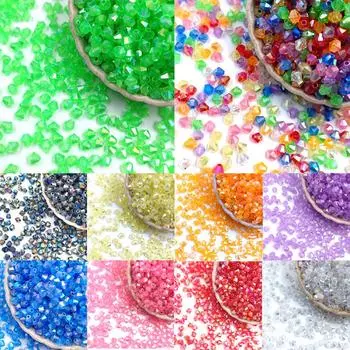 Ожерелье DIY Бисерные аксессуары Новое плетеное кольцо Прозрачные алмазные бусины Материал Бусины россыпью Браслет 300 шт 4 мм 4 мм Акриловые заостренные бусины оранжевый