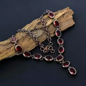 Ожерелье дизайнера ювелирных изделий ручной работы из меди и гальванопластики из драгоценного камня граната на День памяти 18 Inches With Adjustable красный