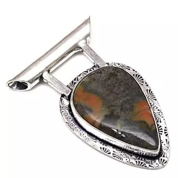 Ожерелье дизайнерское Джаспер драгоценный камень подарок для нее серебряные украшения 1.75