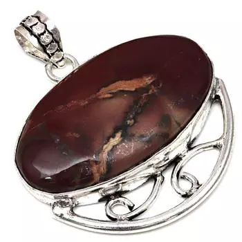 Ожерелье дизайнерское Джаспер драгоценный камень подарок для нее серебряные украшения 1.75