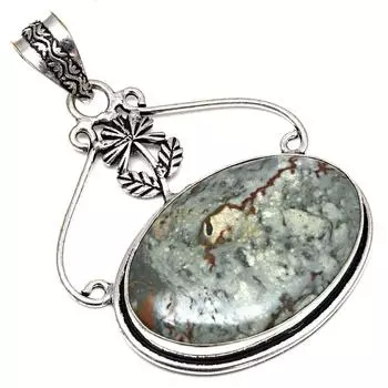 Ожерелье дизайнерское Яшмовое Драгоценное Камне ручной работы Подарок Для Нее Серебряные Украшения 2.5